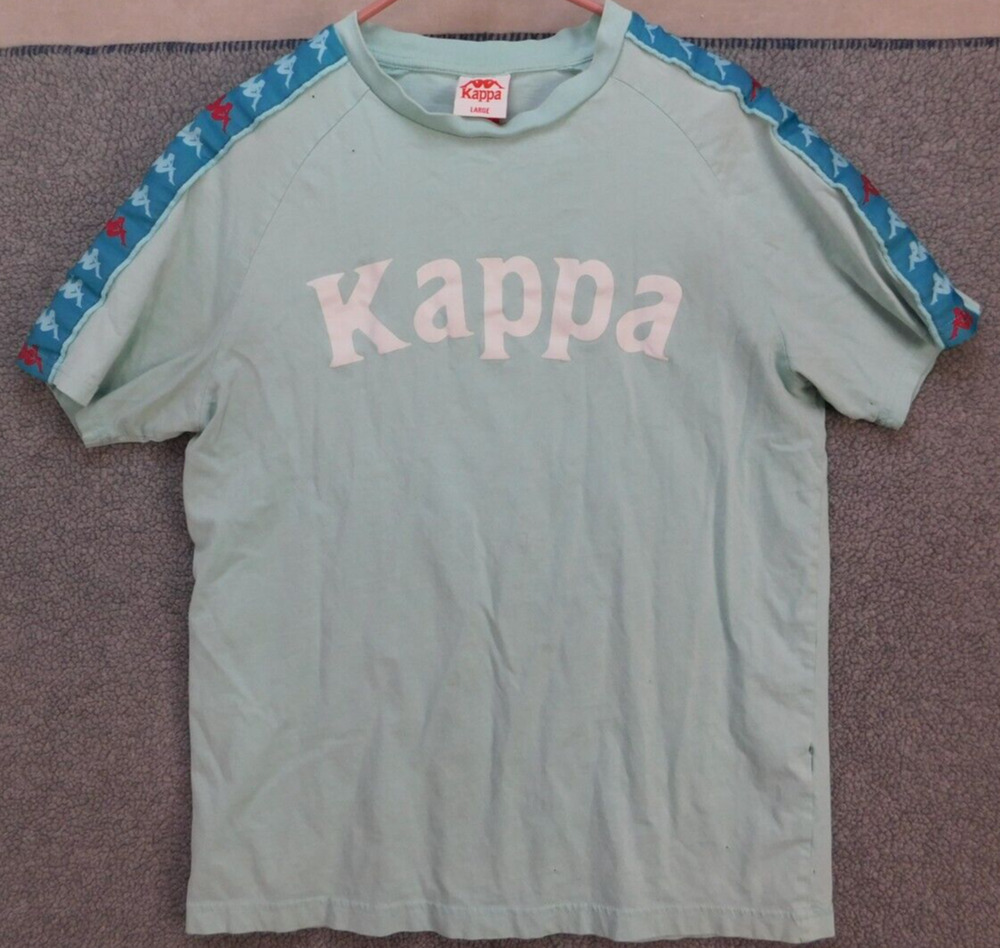 Kappa T-shirt Shoulder Stripe Panels Adult Large Mudflap Girls Distressed VTG